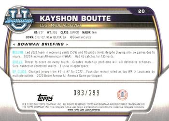 2022 Bowman University Chrome - Aqua Wave Refractor #20 Kayshon Boutte Back