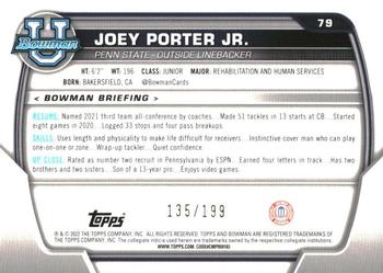 2022 Bowman University Chrome - Blue Refractor #79 Joey Porter Jr. Back