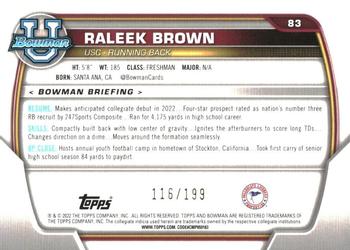 2022 Bowman University Chrome - Blue Refractor #83 Raleek Brown Back