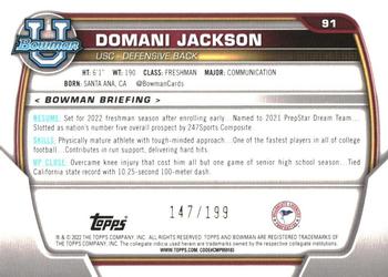 2022 Bowman University Chrome - Blue Refractor #91 Domani Jackson Back