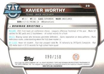 2022 Bowman University Chrome - Fuschia Mini-Diamond Refractor #29 Xavier Worthy Back