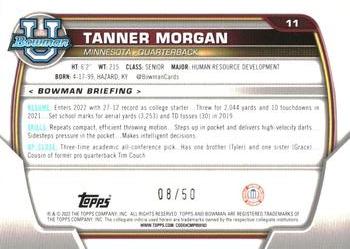 2022 Bowman University Chrome - Gold Refractor #11 Tanner Morgan Back
