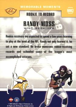 1999 Collector's Edge Advantage - Memorable Moments #MM2 Randy Moss Back