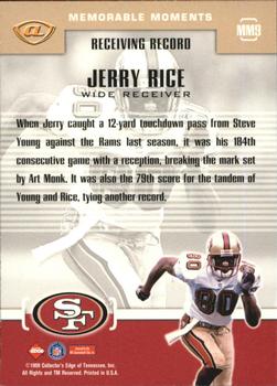 1999 Collector's Edge Advantage - Memorable Moments #MM9 Jerry Rice Back