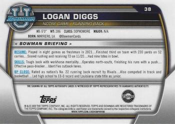 2022 Bowman University Chrome - Prospect Autographs #38 Logan Diggs Back