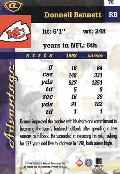 1999 Collector's Edge Advantage - Millennium Collection Red #76 Donnell Bennett Back