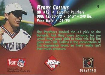 1995 Collector's Edge - Rookies #5 Kerry Collins Back