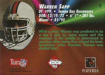1995 Collector's Edge - Rookies #9 Warren Sapp Back