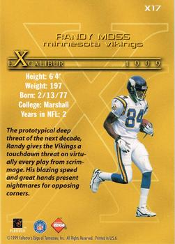 1999 Collector's Edge First Place - Excalibur #X17 Randy Moss Back