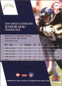 1999 Collector's Edge First Place - Galvanized #129 Junior Seau Back