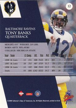 1999 Collector's Edge First Place - Gold Ingot #12 Tony Banks Back
