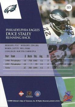 1999 Collector's Edge First Place - Gold Ingot #115 Duce Staley Back