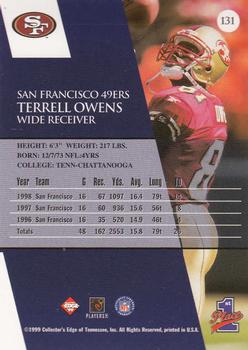 1999 Collector's Edge First Place - Gold Ingot #131 Terrell Owens Back