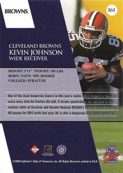 1999 Collector's Edge First Place - Gold Ingot #161 Kevin Johnson Back