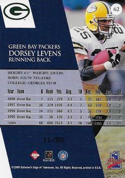 1999 Collector's Edge First Place - HoloGold #62 Dorsey Levens Back
