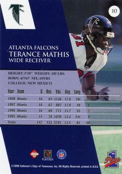 1999 Collector's Edge First Place - Millennium Collection Red #10 Terance Mathis Back
