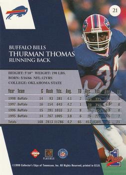 1999 Collector's Edge First Place - Millennium Collection Red #21 Thurman Thomas Back