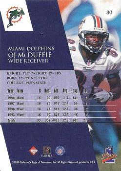 1999 Collector's Edge First Place - Millennium Collection Red #80 O.J. McDuffie Back