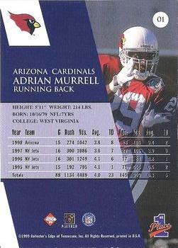 1999 Collector's Edge First Place - Millennium Collection Blue #01 Adrian Murrell Back