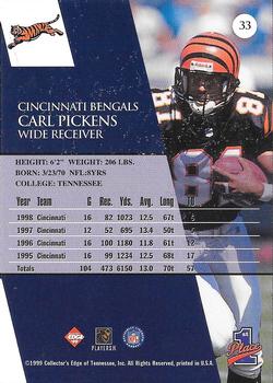 1999 Collector's Edge First Place - Millennium Collection Blue #33 Carl Pickens Back