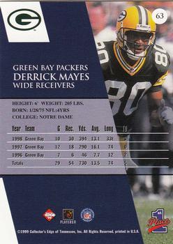 1999 Collector's Edge First Place - Millennium Collection Blue #63 Derrick Mayes Back