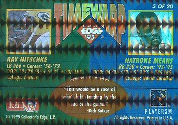 1995 Collector's Edge - TimeWarp #3 Natrone Means / Ray Nitschke Back