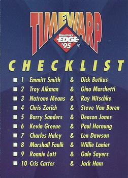 1995 Collector's Edge - TimeWarp #NNO Checklist Front