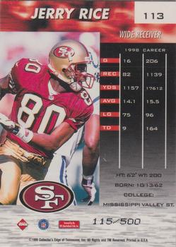 1999 Collector's Edge Fury - Galvanized #113 Jerry Rice Back