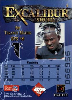 1995 Collector's Edge Excalibur #4 Terance Mathis Back