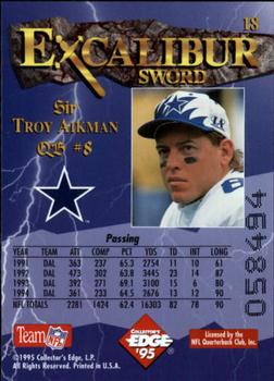 1995 Collector's Edge Excalibur #18 Troy Aikman Back