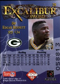 1995 Collector's Edge Excalibur #28 Edgar Bennett Back