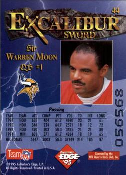 1995 Collector's Edge Excalibur #44 Warren Moon Back