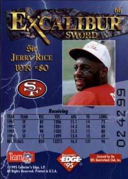 1995 Collector's Edge Excalibur #66 Jerry Rice Back