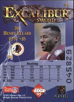 1995 Collector's Edge Excalibur #75 Henry Ellard Back