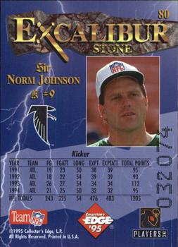 1995 Collector's Edge Excalibur #80 Norm Johnson Back