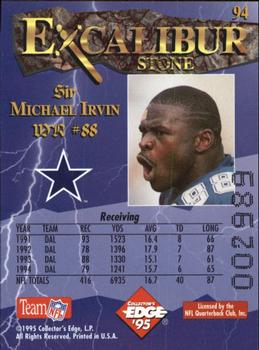 1995 Collector's Edge Excalibur #94 Michael Irvin Back