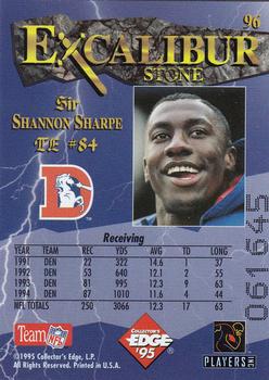 1995 Collector's Edge Excalibur #96 Shannon Sharpe Back