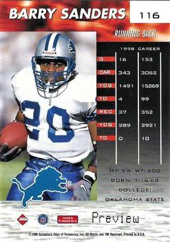 1999 Collector's Edge Fury - Galvanized Previews #116 Barry Sanders Back