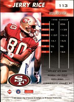 1999 Collector's Edge Fury - Gold Ingot #113 Jerry Rice Back