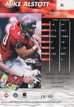 1999 Collector's Edge Fury - HoloGold #6 Mike Alstott Back
