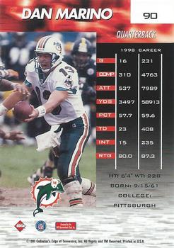 1999 Collector's Edge Fury - Millennium Collection Red #90 Dan Marino Back