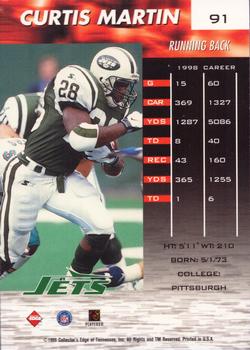 1999 Collector's Edge Fury - Millennium Collection Red #91 Curtis Martin Back