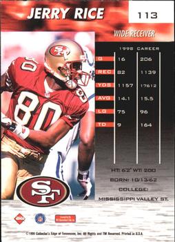 1999 Collector's Edge Fury - Millennium Collection Red #113 Jerry Rice Back