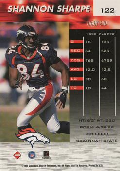 1999 Collector's Edge Fury - Millennium Collection Red #122 Shannon Sharpe Back