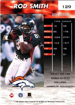 1999 Collector's Edge Fury - Millennium Collection Red #129 Rod Smith Back