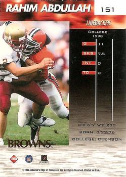 1999 Collector's Edge Fury - Millennium Collection Red #151 Rahim Abdullah Back