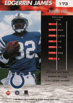1999 Collector's Edge Fury - Millennium Collection Red #173 Edgerrin James Back