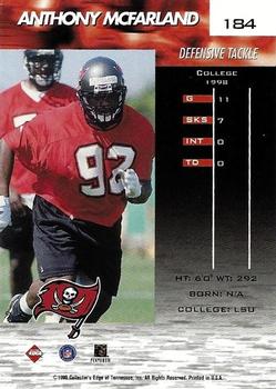 1999 Collector's Edge Fury - Millennium Collection Red #184 Anthony McFarland Back
