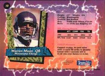 1995 Finest #10 Warren Moon Back