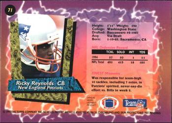 1995 Finest #71 Ricky Reynolds Back